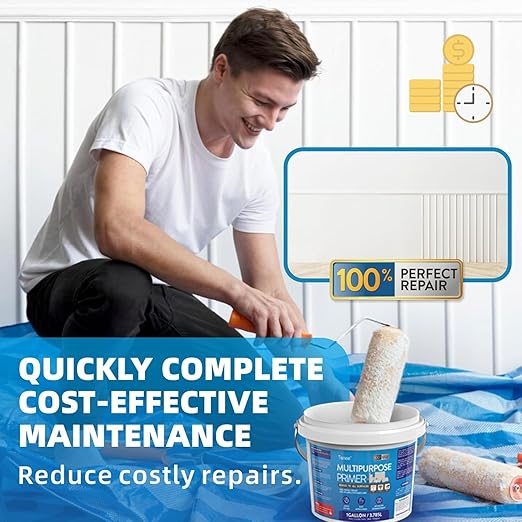 1 Gallon Liquid Rubber Multi-Purpose Primer, EPDM & TPO Primer with Gloves, Water-Based Elastomeric Roof Coating for Outdoor, High-Adhesion Bonding RV Roof Coating for Concrete, Deck, Wood, Metal