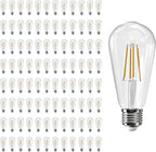 Jensense Edison LED Light Bulbs 8Watt Dimmable, 2700K Warm White, E26 Base, 60watt Equivalent, Vintage Bulbs 800lm CRI 90 Clear Glass, 96 Pack