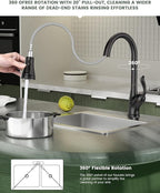 APPASO Pull Down Kitchen Faucet with Sprayer Oil Rubbed Bronze, Single Handle High Arc Faucet with Deck Plate, Neoperl Aerator, CUPC-Certified Pull-Out Hose, Water Supply Tubing, and Valve Core