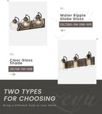 zeyu Bathroom Light Fixtures, 3-Light Bathroom Vanity Light, 20 Inch Modern Wall Sconces with Water Ripple Globe Shade, Oil Rubbed Bronze Finish, ZSL72BG-3W ORB-WG