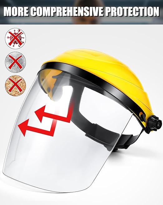 8 Pack Safety Face Shield for Grinding and Cutting, Full Impact Resistant Face Shield Mask for Work Chemical Woodworking (Yellow)