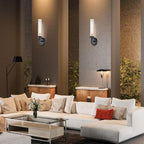 Black Wall Sconces Set of Two,Knurled Texture Modern Wall Sconce,Tube Clear Glass Matte Black Vanity Light,Industrial Bathroom Sconces Wall Lighting,Wall Lights for Bedroom,Living Room,Hallway