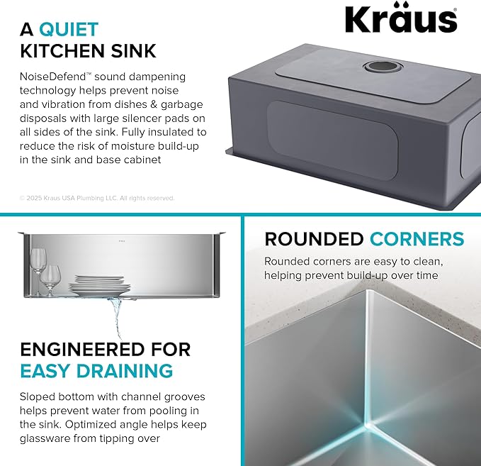 KRAUS Standart Pro 30 -inch Undermount Single Bowl 16 Gauge Stainless Steel Kitchen Sink, KHU100-30