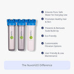 NuvoH2O Advanced 3-Stage Citrus, Salt-Free Water Filter System + Water Softener with Carbon and Iron Filtration – Healthy & Pure Water – Removes Hard Water Build Up (Whole Home Trio System)