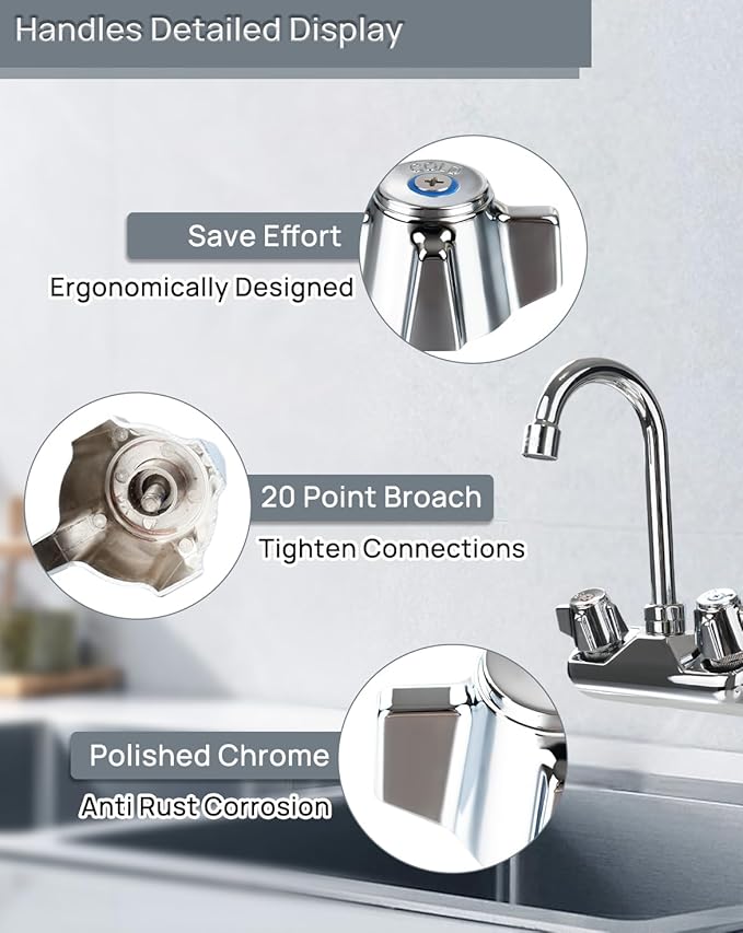 Commercial Faucet Handle Replacement Kit Outdoor Faucet Handles 0.43 Round Stem Hole Faucet Handle Sillcock Valve Stems for Industrial, Restaurant, Kitchen Faucet (Blue)