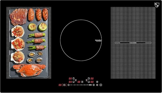 K&H SIGNATURE SERIES 5 Burner 36 Inch Built-in Induction FLEX Electric Stove Top Ceramic Cooktop SLIDER Touch Control 240V 9400W IN36-9400FLX