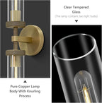 Gold Wall Sconce for Bathroom Hardwired, 20.5" Brass Wall Sconces, Linear Sconces Wall Lighting Double-Lights, Bathroom Lighting Fixtures over Mirror, Tube Bath Vanity Light for Living Room, Bedroom