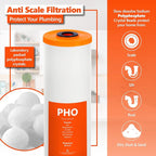 Express Water Whole House Anti Scale Filter Set – 3 Stage Filtration Water Conditioner Replacement Kit – Sediment, Carbon Block, Polyphosphate High Capacity Cartridge – 5 Micron – 4.5” x 20” inch