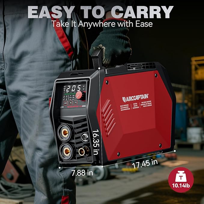 ARCCAPTAIN iControl TIG 205P Pro Welder With APP Control, 5 In 1 DC/Pulse/Lift/Spot TIG & Stick, Dual Voltage 120V/240V TIG Welding Machine With Large LED Display, 2T/4T, Smart Fan, Safety Protection