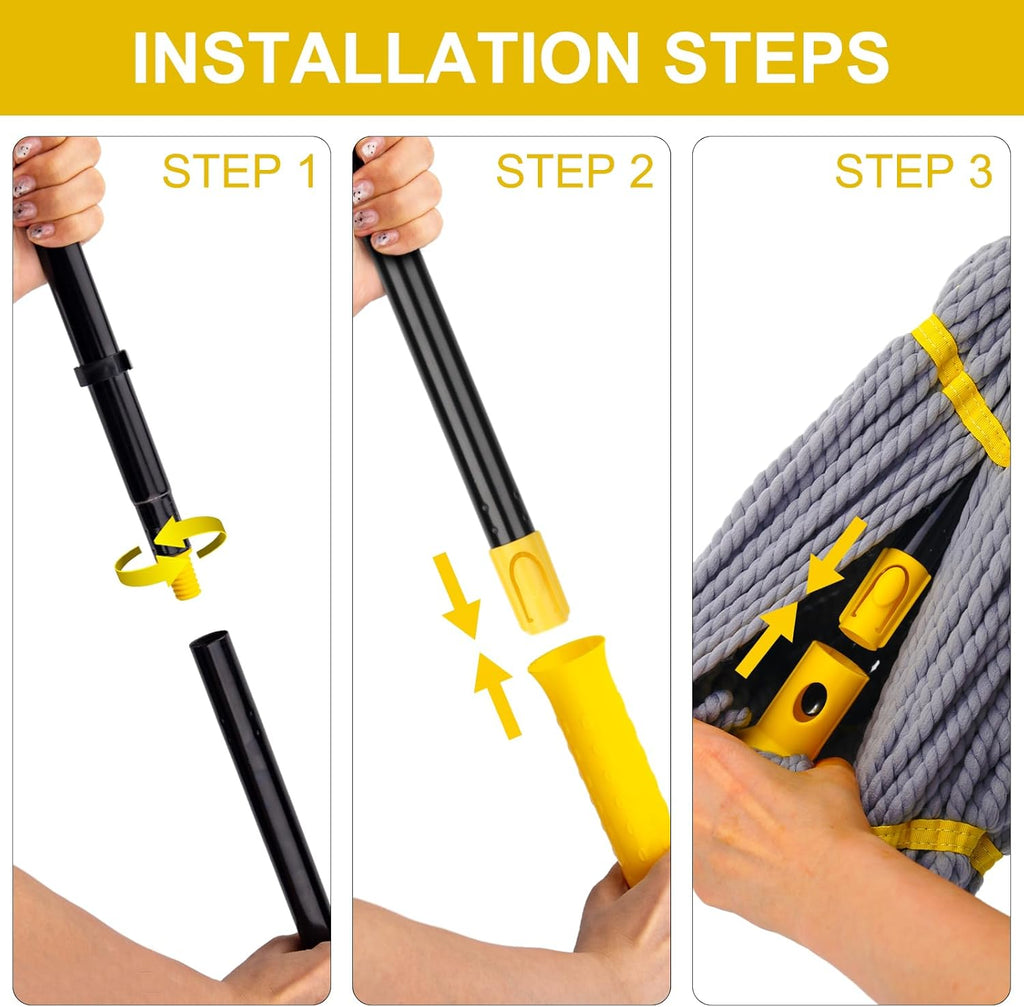 Self-Wringing Twist Mops for Floor Cleaning, Microfiber Floor mop with 57 " Long Handle, Easy Wringing Mop for Hardwood Commercial Household Clean (Gray Twist Mop)