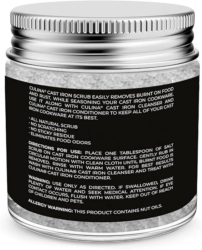 Culina Cast Iron Cleaning & Restoring Scrub | Removes Rust Without Scratching & Care Before Cleaning, Washing & Seasoning | 100% Natural | for Cast Iron Skillets, Pans & Cookware