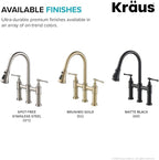 KRAUS Allyn Transitional Bridge Kitchen Faucet with Pull-Down Sprayhead in Spot Free Stainless Steel, KPF-3121SFS