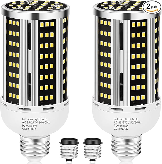 35W LED Corn Light Bulb 2 pack,(300W Equivalent )Commercial Grade Daylight 5000K E26/E39 5000LM Medium Mogul Base LED Lamp,Large Area Lights For Outdoor Indoor Garage Warehouse Factory Bay Light