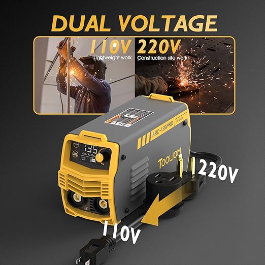 TOOLIOM 135A 110/220V Dual Voltage Mini Stick Welder Lift TIG Welder with LCD Display Portable Welding Machine with Hot Start, Arc Force and Anti-Stick