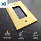 Rio Salto Modern Metal Vibrant Yellow Gold Wall Outlet Cover or Light Switch Cover Rocker Decora Switch Covers Decorator Plug Wall Plate Electric Outlet Covers Receptacle - Midsize 1 Gang 5-Pack