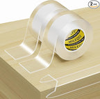 2Pack Clear Edge Protector Strip, 1.57in x 3.28FT(6.56FT Total), Sharp Edge Wrap Cover Tape, Self Adhesive Protective Corner Bumper Guards for Cabinet Door Desk Glass Table Bed Furniture, Kitchen