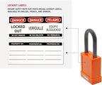 ABUS Orange Pack of 10 Lockout Tagout Premium Solid Body Safety Padlock Set - OSHA Compliant Loto Locks Insulated Against Electric Shock, Keyed Different, 1 Key Per Lock