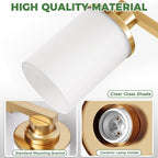 DORESshop 17 Inch Bathroom Light Fixtures, 3-Light Brass Bathroom Lighting Fixtures Over Mirror with Milk Glass Shade, Vanity Lights for Living Room Bedroom