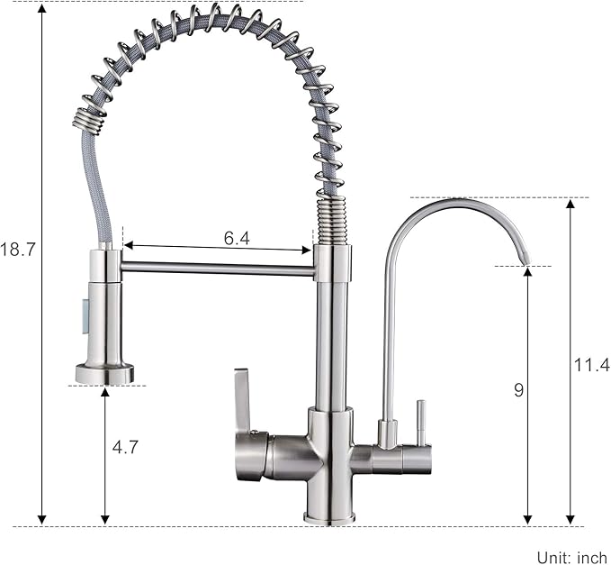 MENATT Purifier Kitchen Faucet, Commercial 3 in 1 Spring Drinking Water Faucet, Pull Down Water Filter Kitchen Sink Faucets (Brushed Nickel)