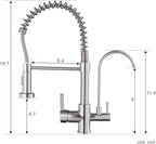 MENATT Purifier Kitchen Faucet, Commercial 3 in 1 Spring Drinking Water Faucet, Pull Down Water Filter Kitchen Sink Faucets (Brushed Nickel)