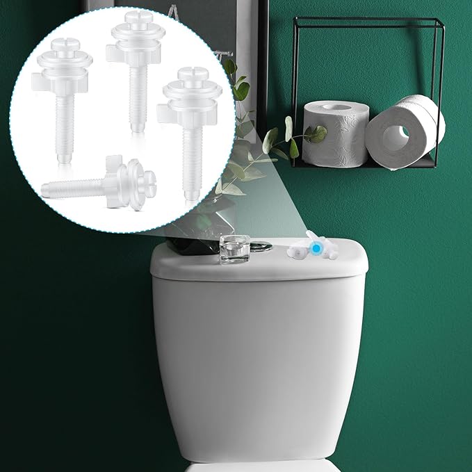 Jetec 32 Pieces Toilet Seat Screws Replacement Kit Plastic Bolts with Plastic Nuts and Washers Parts Kit for Fixing The Top Toilet Seat, White