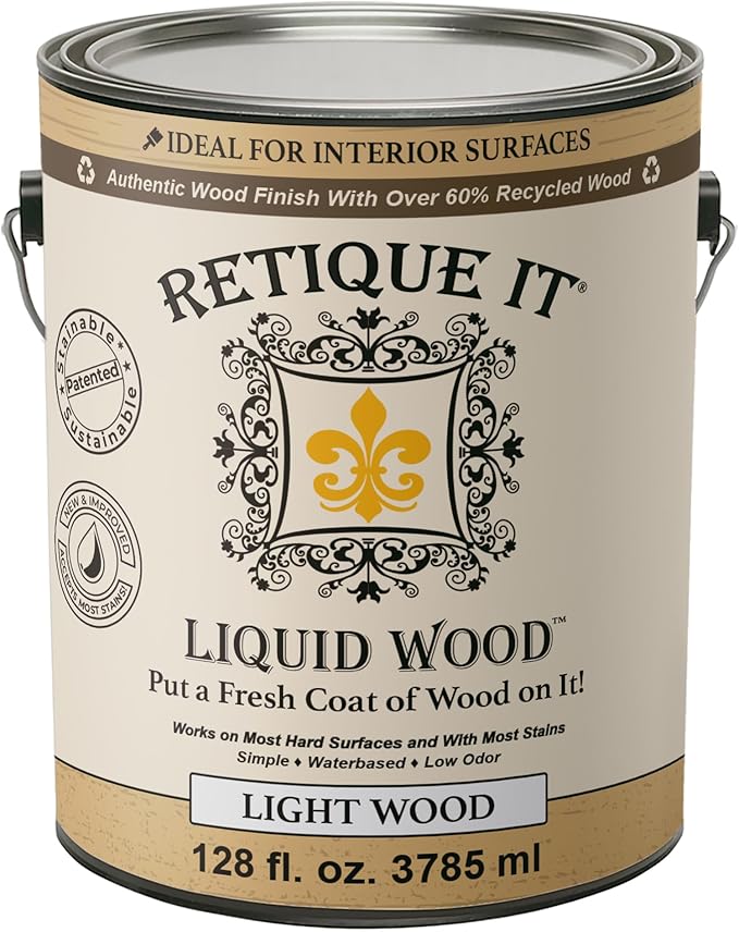 Retique It New and Improved Formula Liquid Wood Coatings - Stainable Primer - Paint It then Stain it (Light Wood, X-Large)