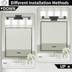 4-Light Black Bathroom Vanity Light, Light Fixtures with Milky White Frosted Glass Shades, Black Vanity Light for Bathroom Mirror, Bedroom, Living Room, Vanity Table, E26 Base