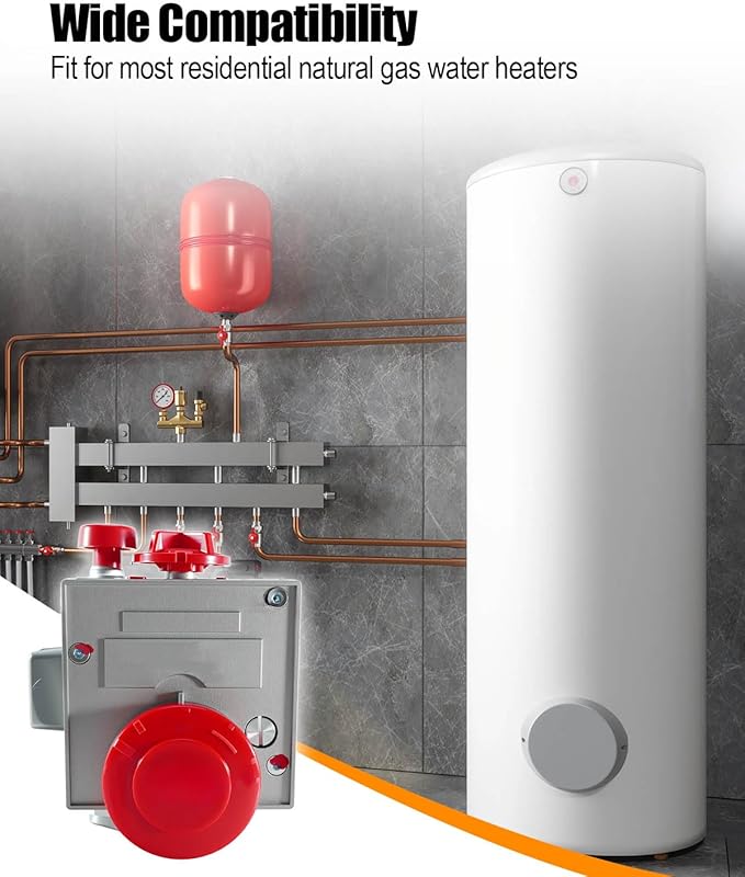 110-326 Gas Water Heater Control Valve, Natural Gas Thermostat with Copper Probe, Water Heater Replacement Parts Gas Control Valve with 1-3/8" Shank, 3-1/2" W.C