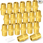 GASHER 20PCS Brass Hex Nipple, 3/8-Inch Male Pipe x 3/8-Inch Male Pipe Fitting
