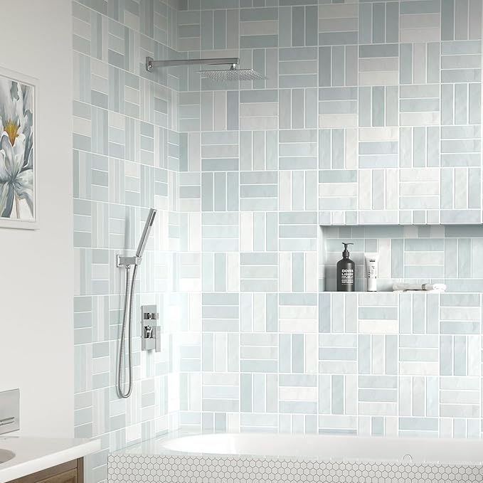 Lava Odoro Modern 2-Setting Square Shower System with Rain Shower Head and Handheld Spray Chrome, Rainfall Shower Faucet Set Chrome, Shower Valve and Trim Kit, Polished Chrome SF103-C