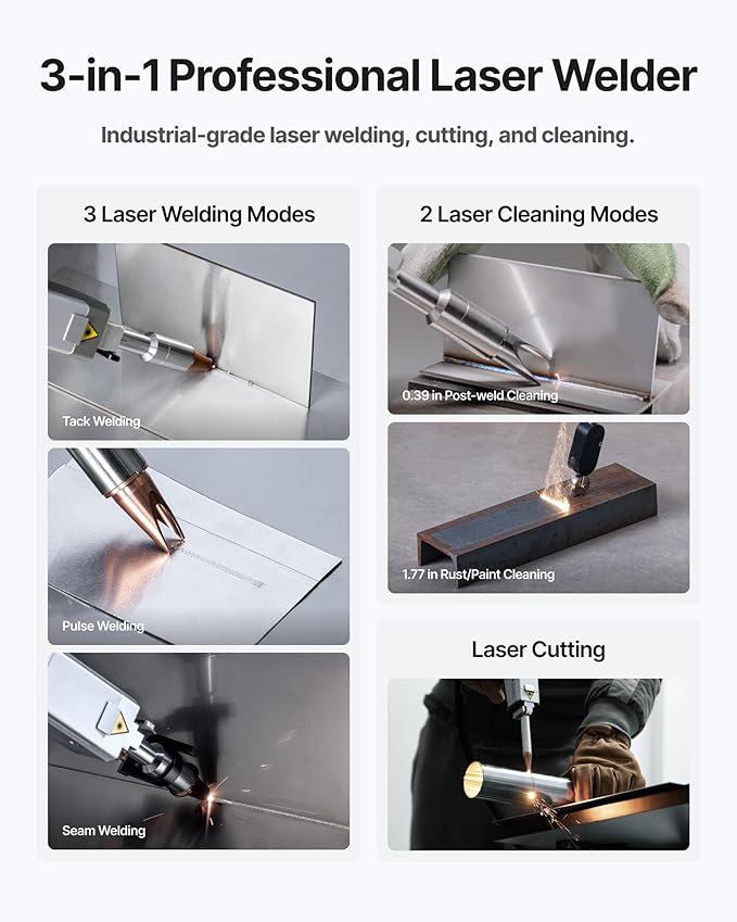 xTool MetalFab 1200w 3-in-1 Laser Welding Machine, Welding Cutting Cleaning Laser Welder, 8x Faster than TIG, Auto Wire Feeding with 108+ Presets, Welds Metal Stainless Steel, Aluminum Lazer Cutter