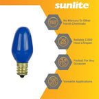 Sunlite 01255 7C7 Incandescent Bulb, 7 Watt, Candelabra E12 Base, C7 Small Night Light, Colored Bulb, Blue, 25 Count