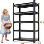 Over Washer and Dryer Shelves,4 Tiers Laundry Room Standing Shelf,Laundry Room Storage Organization,Adjustable Metal Shelving Unit,35" W x 12" D x 63" H, Black