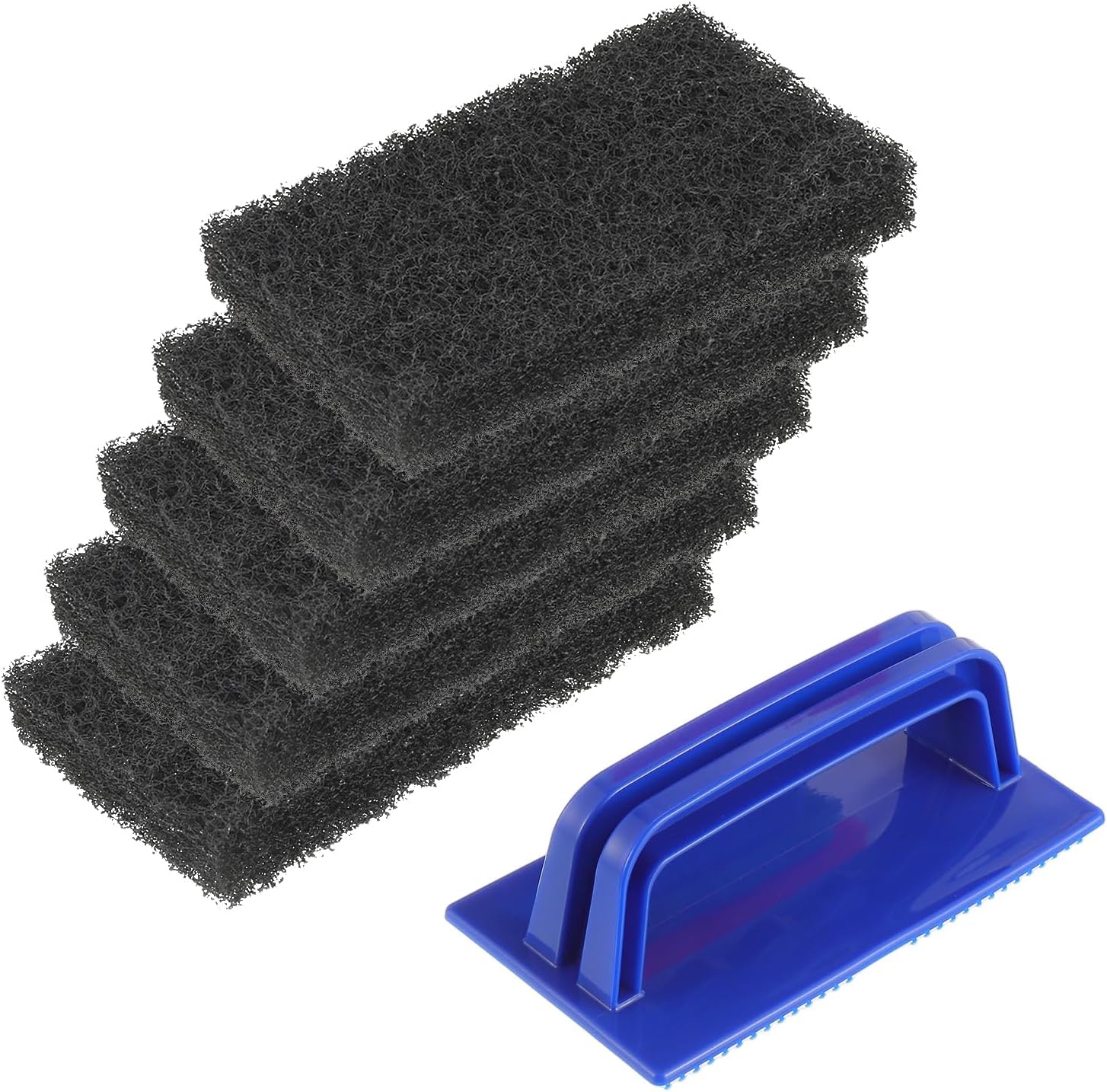 5 Pack Electric Cleaning Brush Pad Kitchen Bathroom Household Cleaning Pad Swimming Pool Wall Cleaning Brush Heavy Duty Griddle Scrubber Scouring Pad and 1 Pack Handle kit(Black)