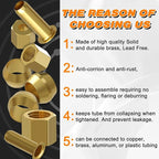 180 PCS Compression Fittings Assortment kit - 3 sizes (1/4", 3/8", 1/2") of Brass Compression Sleeve Ferrule, Insert and Nuts,Used to Connect Lines for Air,Water,Fuel,Oil and Inert Gases