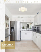 Semi Flush Mount 4-Light 14Inch Ceiling Lights with Fabric Shade in Quatrefoil Shape, Brushed Nickel for Nursery, Hallway, Bedroom, Kitchen - AD-22007-4SF-SN