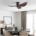 52-Inch Black Ceiling Fan Without Light, Modern Low-Profile Flush Mount Fan with Remote, 6-Speed Reversible Quiet DC Motor,for Patio, Living Room, Bedroom (No Light)