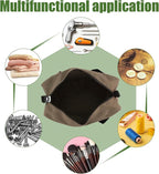 Small Tool Bag,Close Top Wide Mouth Tool Organizer Bag,Large Capacity Tool Bags for Men,Canvas Tool Storage Bag for Storage Handbag for Screwdrivers,Wrench,Pliers Hand Tools (Khaki, 12 Inch)