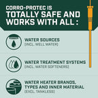 Corro-Protec Powered Anode Rod for Water Heater, 20-Year Warranty, Eliminates Rotten Egg/Sulfur Smell within 24 hours, Stops Corrosion and Reduces Limescale, Electrical Anode Rod Made of Titanium