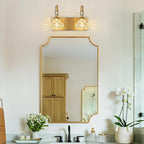 Modern Glass Crystal Vanity Light - Vintage Bathroom Lighting Fixtures Over Mirror, 2 Light Vanity Lights G9 Bulb (11.81 Inch, Gold)