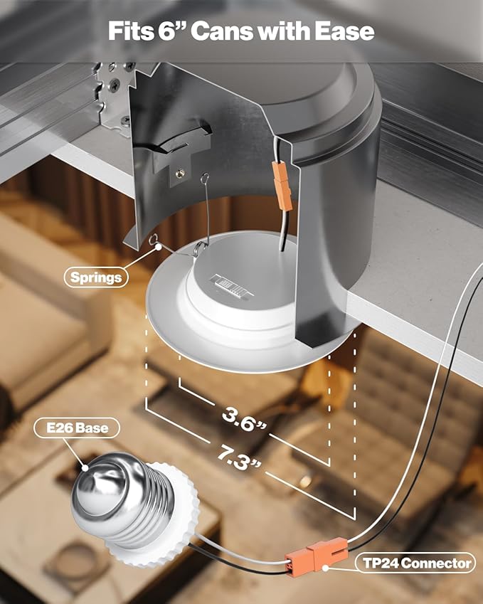 Sunco 20 Pack 6 Inch LED Recessed Light Retrofit, Can Lights for Ceiling, 1700 LM High Brightness, Selectable CCT 2700K/3000K/4000K/5000K/6000K, 17W=120W, Dimmable, Baffle Trim, Damp Rated UL