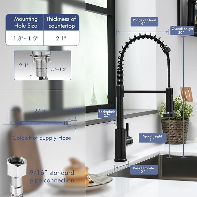 GIMILI Oil Rubbed Bronze Touchless Kitchen Faucet with Pull Down Sprayer Motion Sensor Smart Hands-Free Activated Single Hole Spring Faucet for Kitchen Sink
