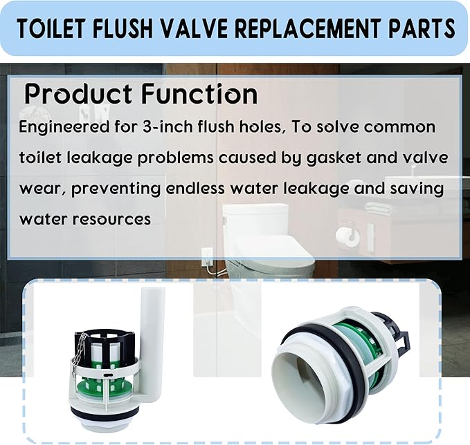 Toilet Flush Valve Replacement Parts Compatible with Toto THU Series Tower,for Two Piece Toilets, for 3-Inch Flush Hole,Including Repair Kits (Two-piece toilets)