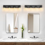 IZORRO Bathroom Vanity Light Fixture, 4-Light 27.5 Inch Matte Black Bathroom Light Fixtures Over Mirror, with Clear Glass Shade, Modern Farmhouse Vanity Lights, Rustic Restroom Lighting Fixtures