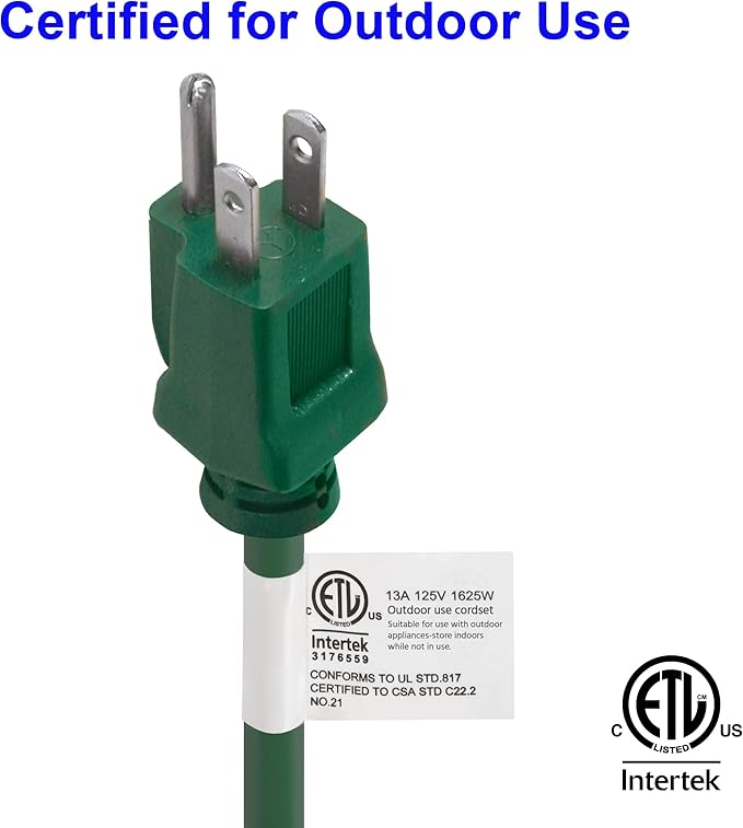 Clear Power 16 Gauge 3Prong Cords (16/3-3 Prong Grounded Plug, Green, 6 ft)