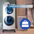 Updated Fridge Stand Mobile Base with Double Pipes 4 Locking Wheels 4 Strong Feet, Adjustable Furniture Dolly for Washer Dryer Washing Machine Stand Pedestal, Refrigerator (Grey, Extra Large)