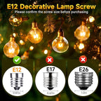 G40 Replacement Light Bulbs 120V 5W Clear Globe E12 Replacement Bulbs for Outdoor String Lights Dimmable Incadescent Bulbs for Indoor Outdoor Patio Decor,Pack of 25