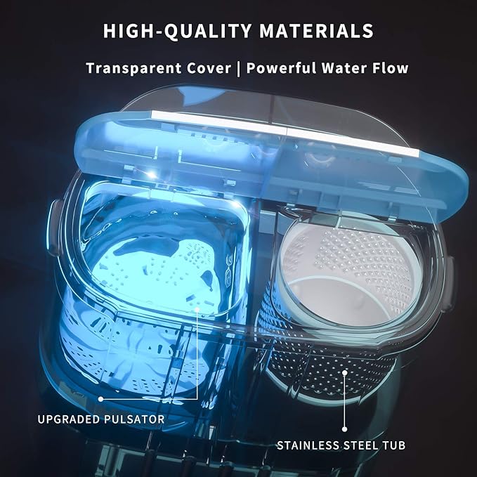 Auertech Portable Washing Machine, Mini Twin Tub Washers with 9lbs Washer, 5lbs Spinner, Compact Laundry Washer with Time Control, Small Washing Machine for Apartments, Dorm, RV