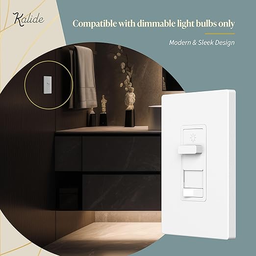 TOPGREENER Kalide Dimmer Light Switch, Pair with 12V Power Supply, 3-Way or Single-Pole, 12/24 V LED Dimmer Switch, TGSDS-1224-W, White