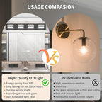 Tipace Black Bathroom Vanity Lights 4 Lights LED Modern Black Bathroom Light Fixture Over Mirror Acrylic Wall Lighting (White Light 5500K) with Rotatable Vanity Lights Heads